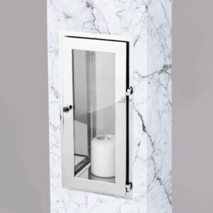 Lampion Inside Silver – elegancki lampion cmentarny w srebrnym wykończeniu do wbudowania w kamień nagrobków i pomników.